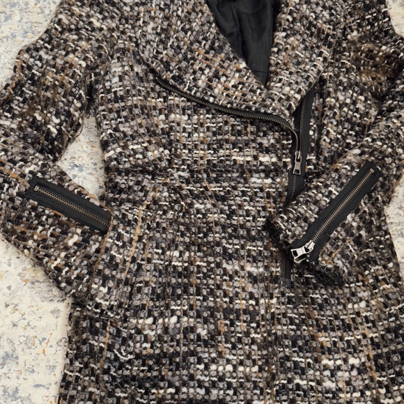 Banana Republic Italian Wool Bouclé Moto Jacket Tweed Coat - Picture 15 of 17